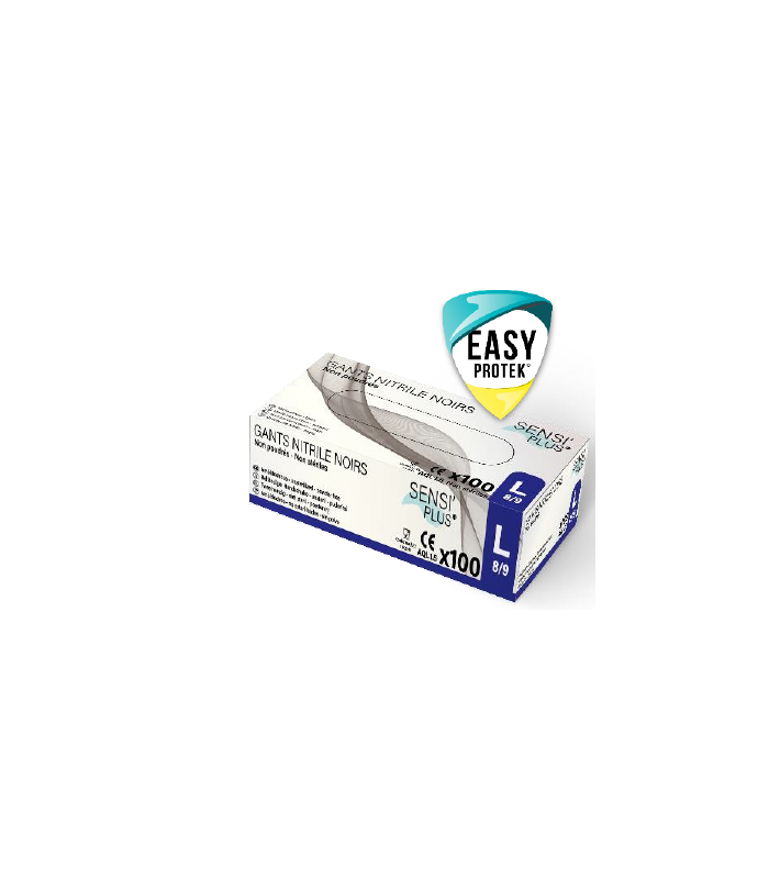 BOITE 100 GANTS NITRILE NOIR T9/10 NON POUDRES
