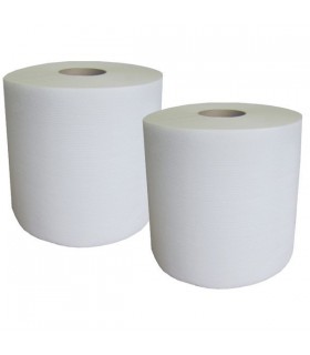 BOBINE ESSUYAGE BLANCHE LOT 2 500 FEUILLES PAR BOBINE