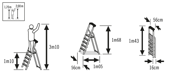 Schéma escabeau Hailo TL100